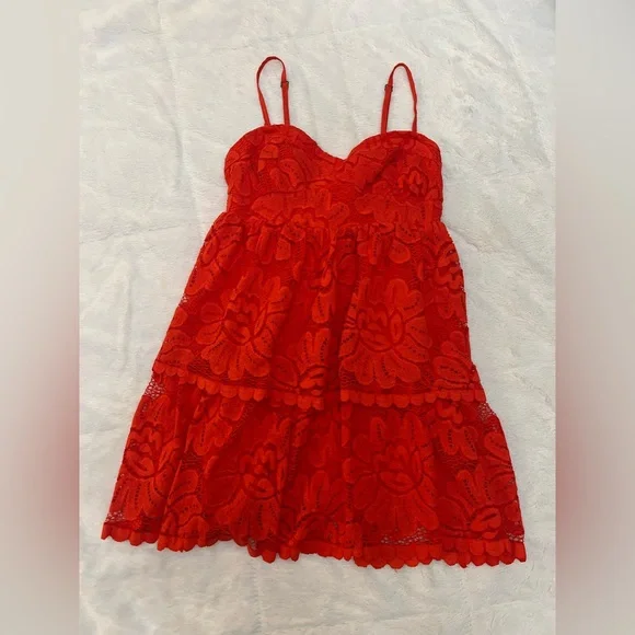 ✨ Maeve By Anthropologie Tiered Lace Mini Dress | Removable Spaghetti Straps - Picture 8 of 12